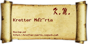 Kretter Márta névjegykártya
